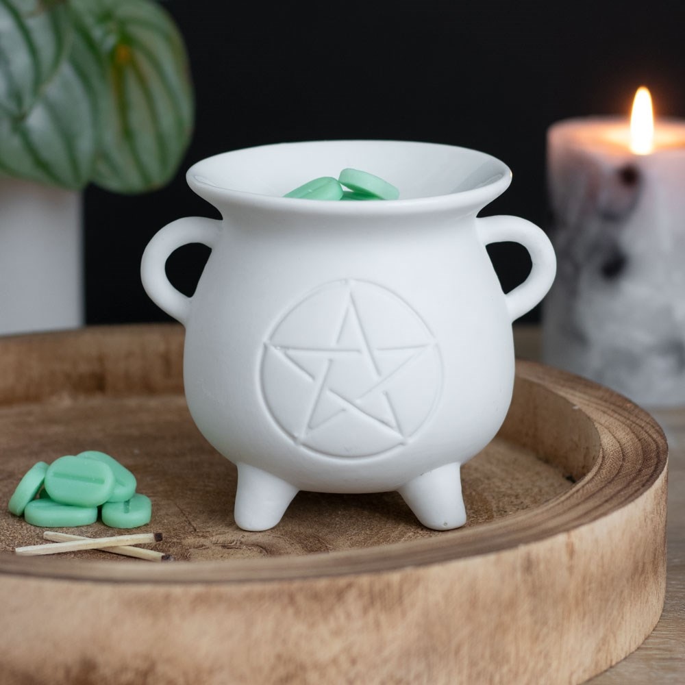 Something Different - *White Pentagram Cauldron Ölbrenner/Teelichthalter fürs Raumdüfte - Weiß